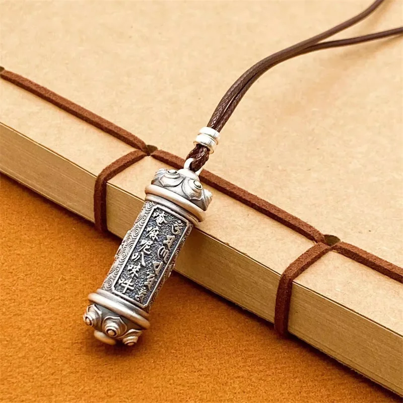 

New Buddhist Six Character Heart Sutra Necklace For Men Jewelry Vintage Gawu Box Pendant Necklace Men Rope Amulet Accessories