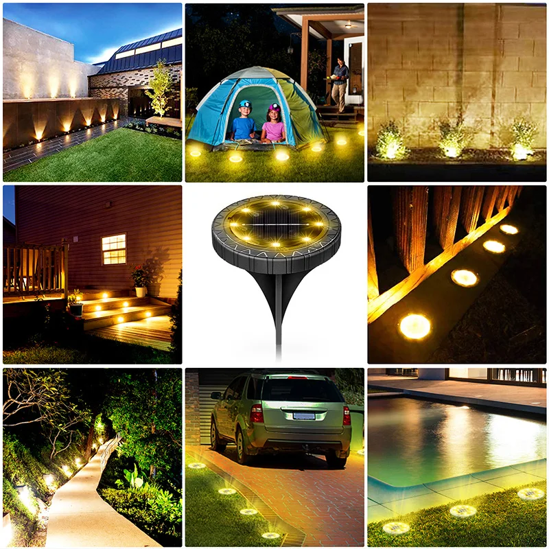 

8 Led Solar Lamp Outdoor Waterproof Underground Light Outdoor IP68 Waterproof Plug-in Grass Light Garden Garden Light