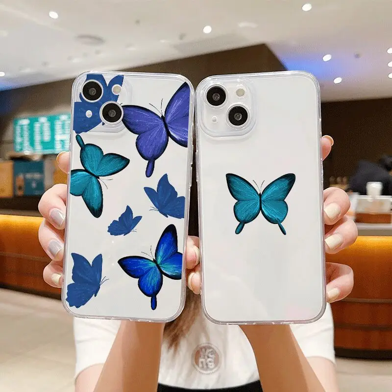 clear phone case for iphone 13 mini 11 12 pro Butterfly mobile phone shell xr xs hot explosion 14 7 8plus soft transparent cover