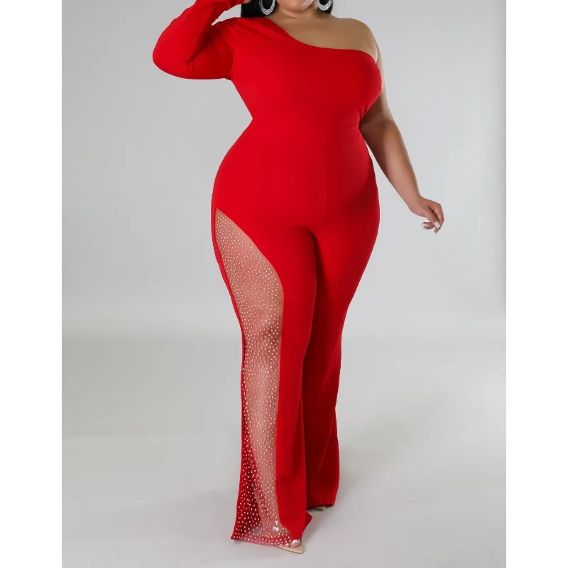 Женский комбинезон на одно плечо с длинным рукавом и высокой талией