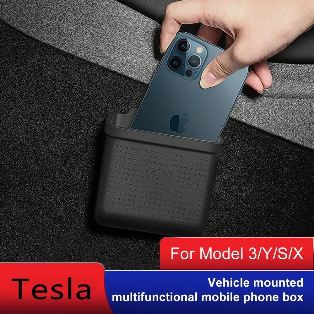 

Storage Box for Tesla Model 3 Y S X Car Seat Gap Door Stick-on Adjective Hidden Phone Cigar Silicone Case Interior Accessories