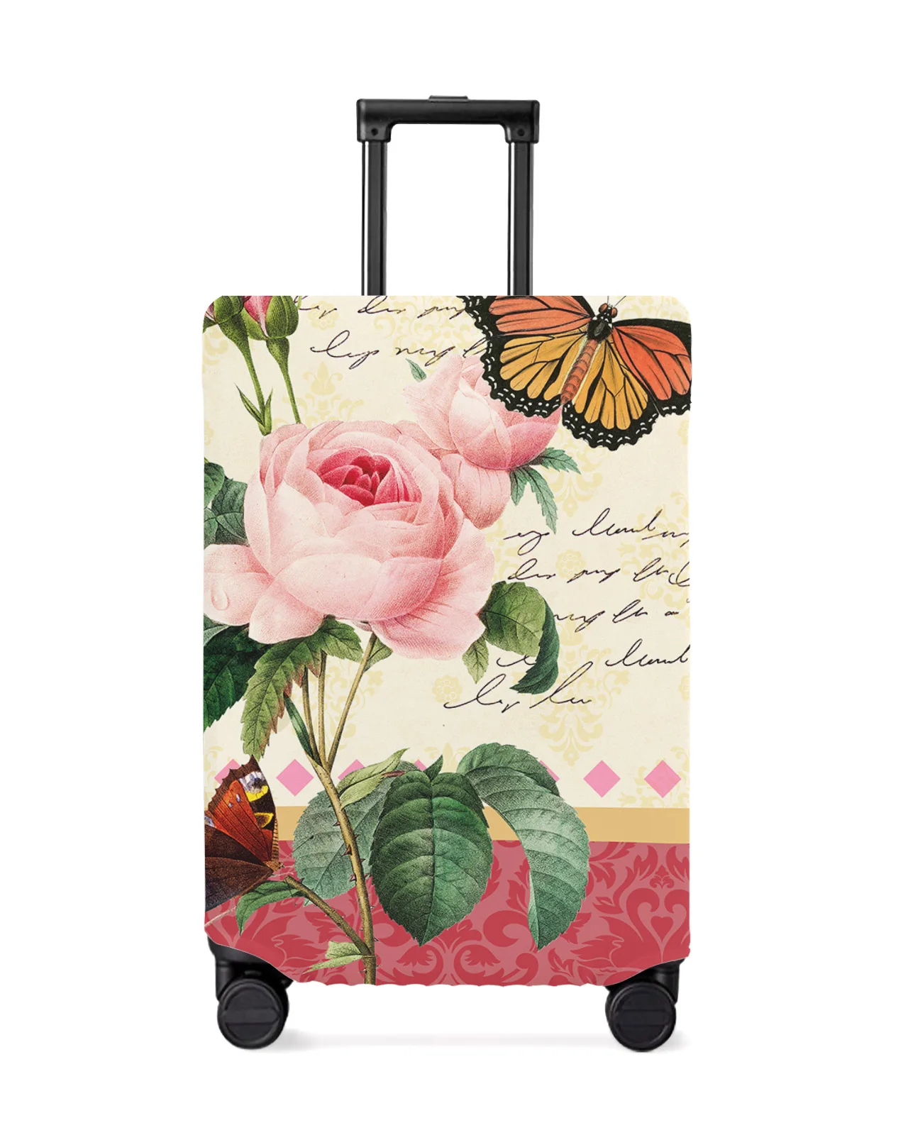 

Antique Plant Flower Pink Rose Butterfly Travel Luggage Cover Elastic Baggage Cover Suitcase Case Dust Cover Travel Accessories