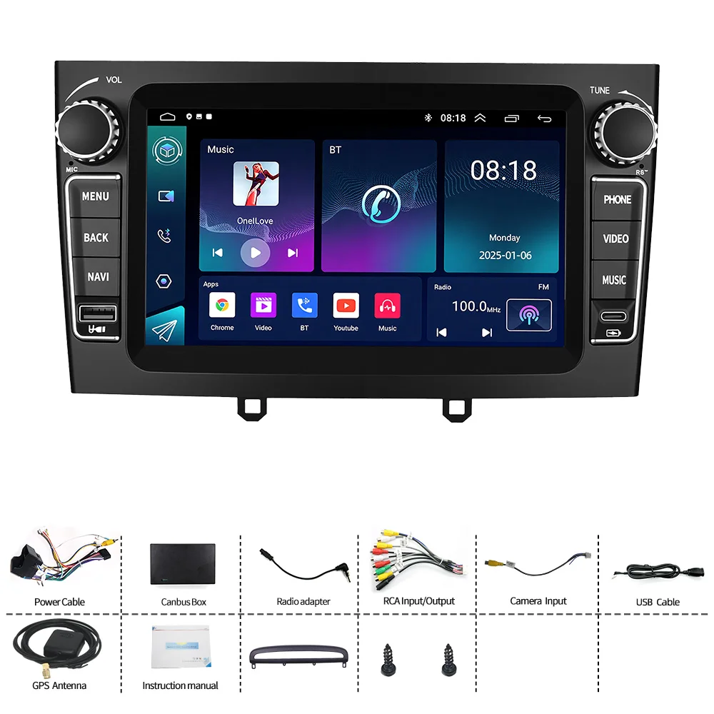 Фото Автомагнитола 1024*600 для Peugeot 308 (2016-2019) / 408 (2014-2021) с USB, CarPlay, Android Auto, GPS, Bluetooth и управлением с руля №5