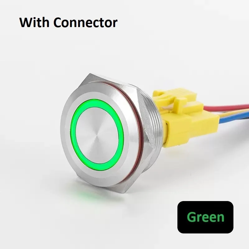 

30 мм 6-контактный металлический кнопочный переключатель, водонепроницаемый светодиодный светильник, самоблокирующийся/мгновенный переключатель с плоской головкой и символом с разъемом