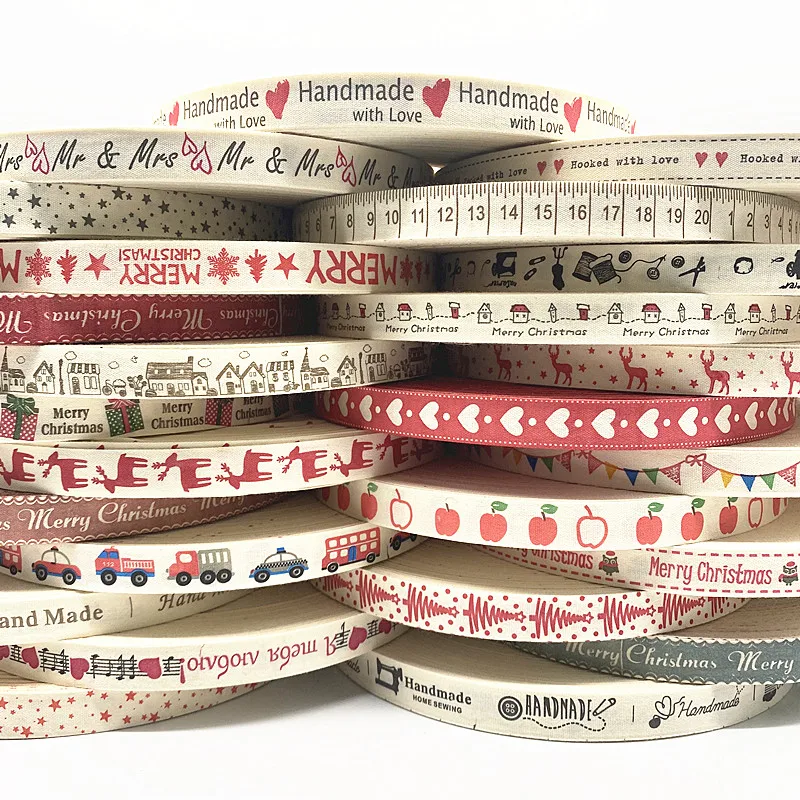 Новинка 5 ярдов 15 мм Рождественская печатная Полиэстеровая хлопковая лента DIY для