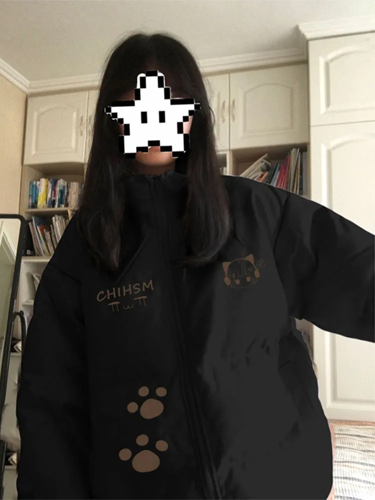 Two-Dimensional Cartoon 90 White Duck Down Cute Down jacket Winter Collar Light Warm down Coat Outerwear