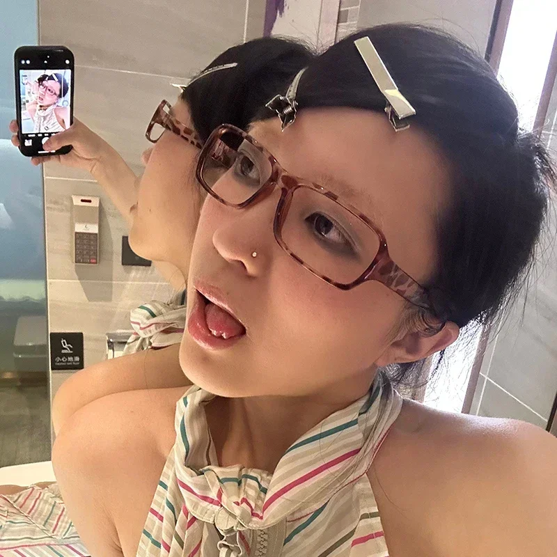 Очки в винтажном стиле для косплея Y2K маленькие черные очки квадратной оправе