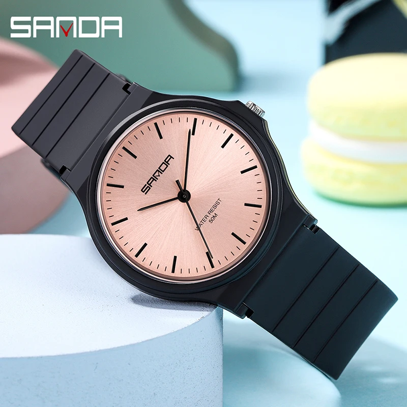 SANDA New Womens Watches Casual Fashion Quartz Watch Watch Waterproof Drop Resistant Slim Bendable Strap Zegarek Damski 6010