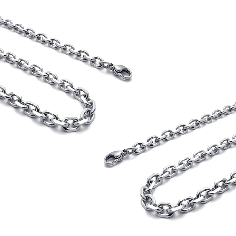 

Ожерелье для мужчин и женщин, колье из нержавеющей стали, ширина 3 мм, длина 70 см, 2 шт.