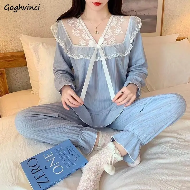 

Pajama Sets Women Popular Elegant Fashion Hot Sale Korean Style Young Ladies Spring Breathable New Arrival Clothing Cosy Loose