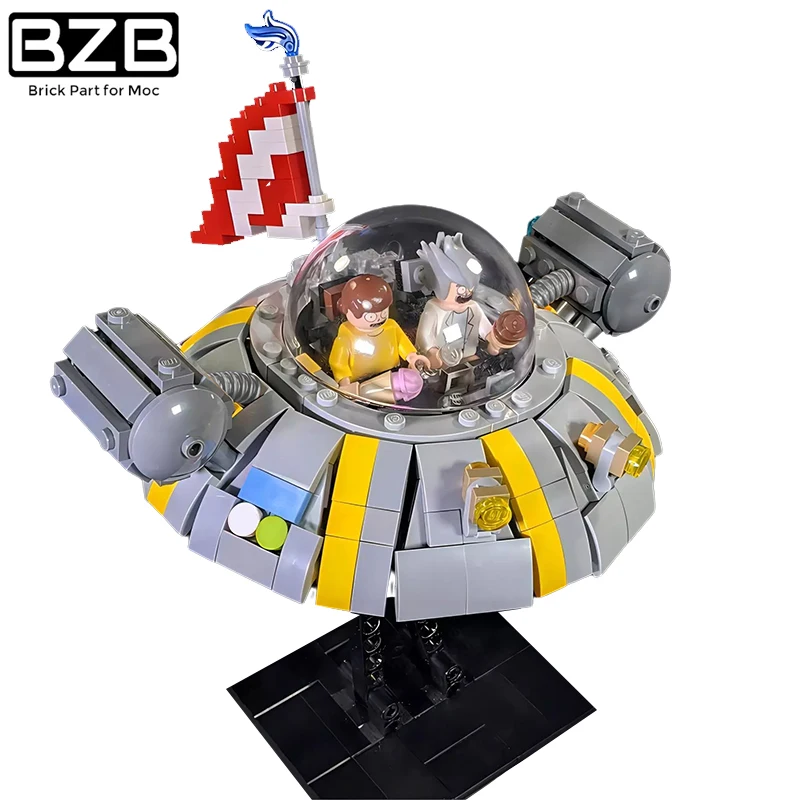 

MOC Diy Morty Cartoon Rick's Spaceship Building Block Set Space Fighter Spaceship Series Bricks Children's Toys Birthday Gift