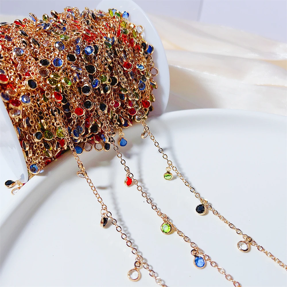 Хрустальные бусины-цепочки для изготовления ожерелья 2 метра цвет в ассортименте