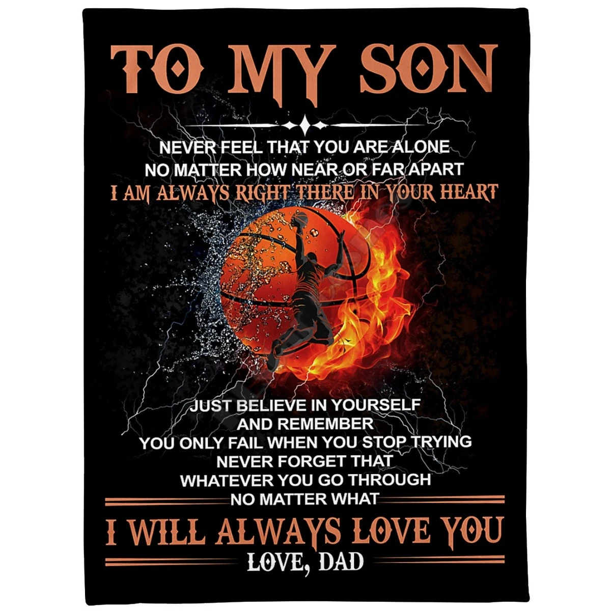 

To My Son I Will Always Love You Dad Cozy Premiun Fleece Blanket 3D print Sherpa Blanket on Bed Home Textiles