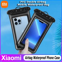 xiaomi floating dual airbag mobile phone waterproof case 7 2 inch diving swimming universal ipx8 waterproof protective cover
