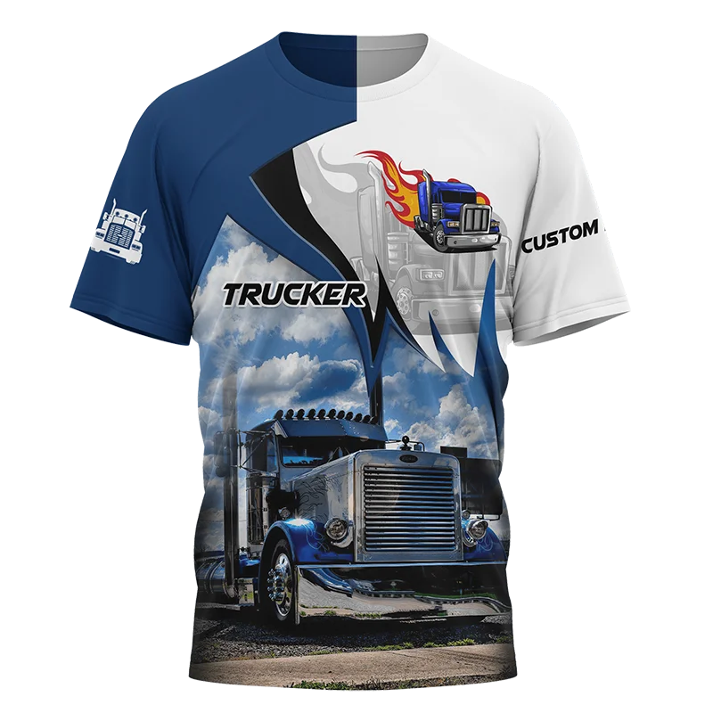 

Летняя крутая Мужская футболка с грузовиком, модная детская футболка с 3D принтом, рабочая одежда большого размера с коротким рукавом, женская футболка-Карго