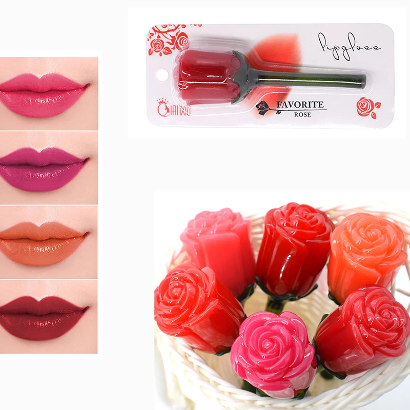 

New Rose Flower Liquid Lipstick Moisturizing Long Lasting Lip Gloss Matte Frosted Easy To Color Lip Glaze Makeup Cosmetic