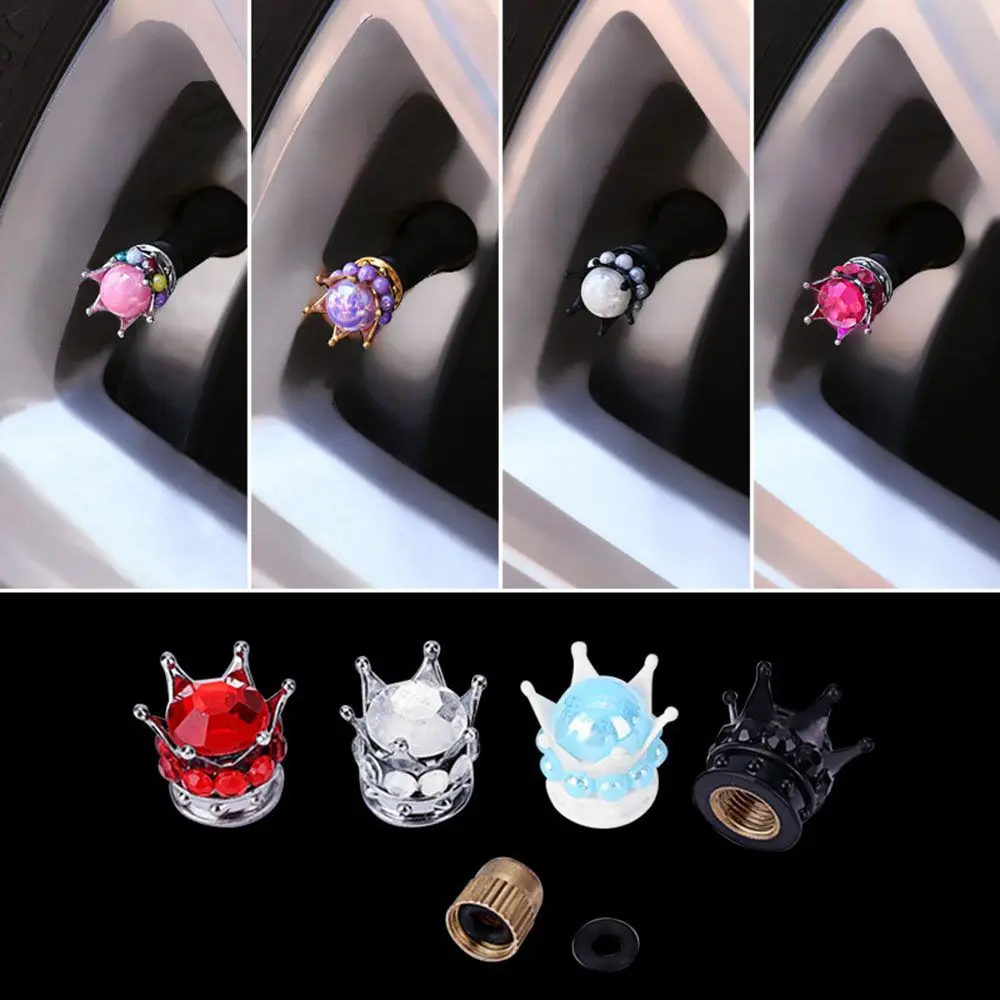 

Bling Rhinestone Crown Car Air Dust Caps Tires Valves Cover Air Valve Stem Caps Airtight Cover