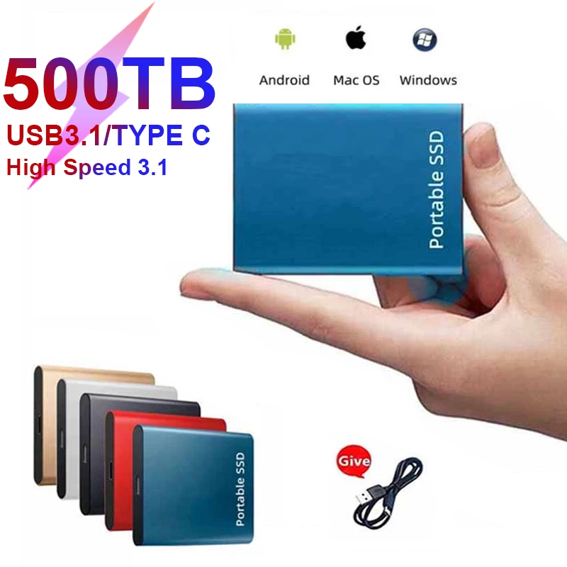 

New SSD 500GB 1TB Flash Hard Drive External Type-C High Speed 4TB 8TB 2TBUSB3.1 SSD Storage Portable HD Hard Disk For Laptop/PC