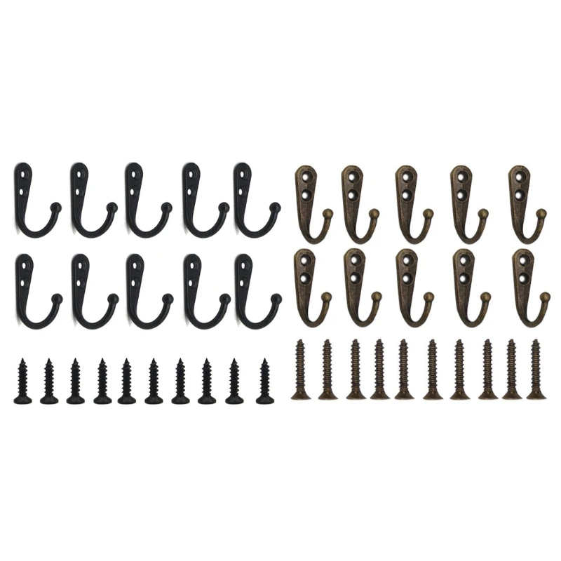 

10 шт., настенные крючки для халата, одиночная вешалка для пальто и винты, сверхпрочные Крючки для подвешивания пальто, полотенец для ключей