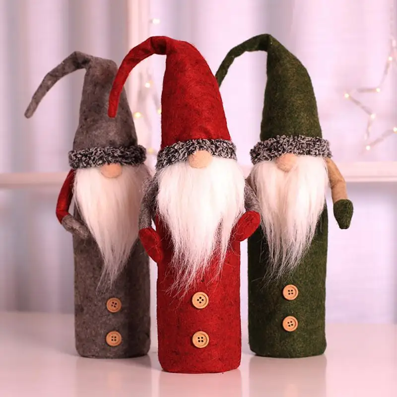 

2022 Blessing Christmas Beads White Beard Rudolph Wine Set Antler Champagne Bottle Set Meal Table Atmosphere Decoration Supplies