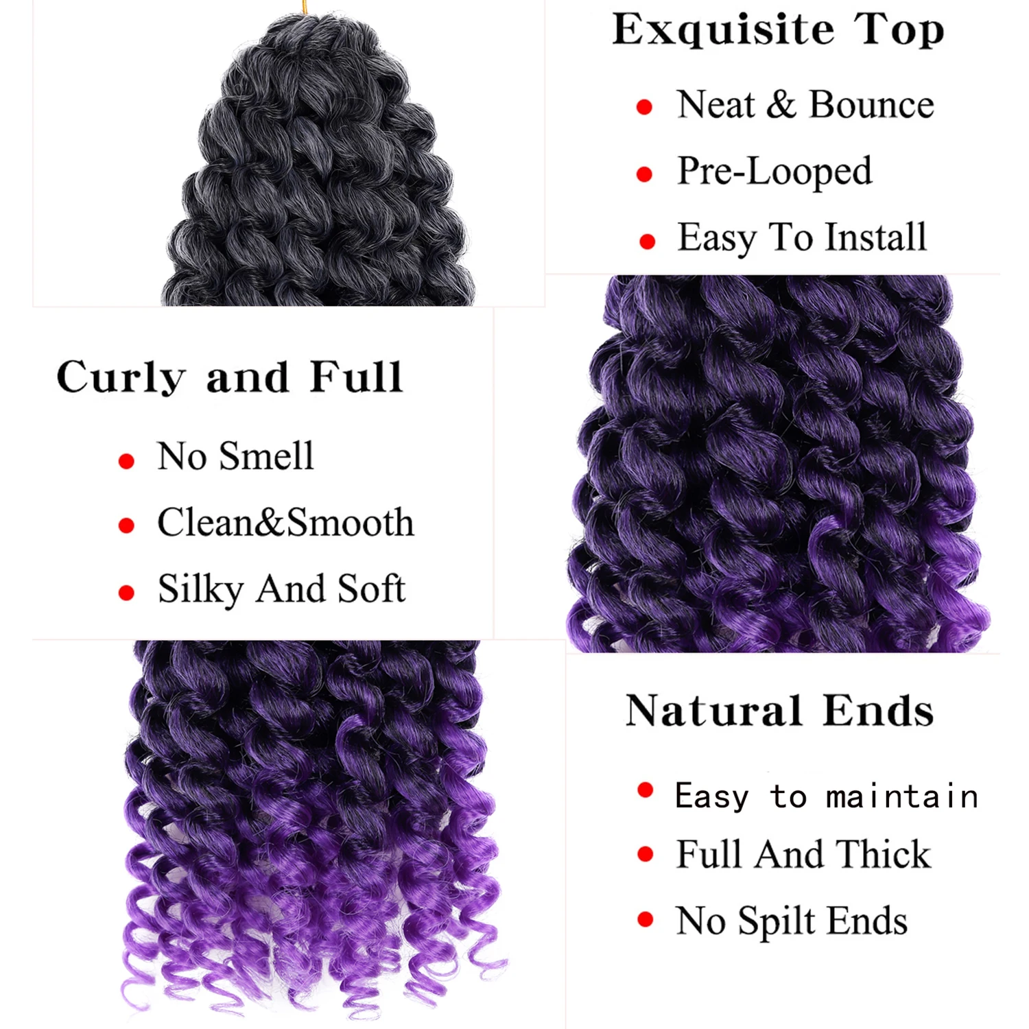 Фото Jeedou GoGo Curl Вязаные крючком волосы Water Wave Плетение для женщин Ombre Черные короткие пляжные локоны Синтетические наращивание волос с глубоким скручиванием №4