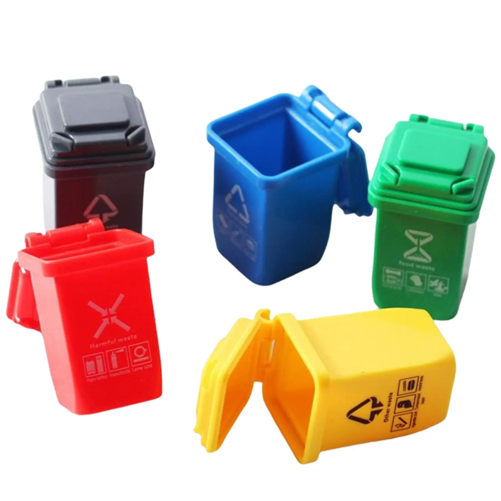 

5-Pack Mini Miniature Trash Can Waste Container for 1:12 Dollhouse Furniture