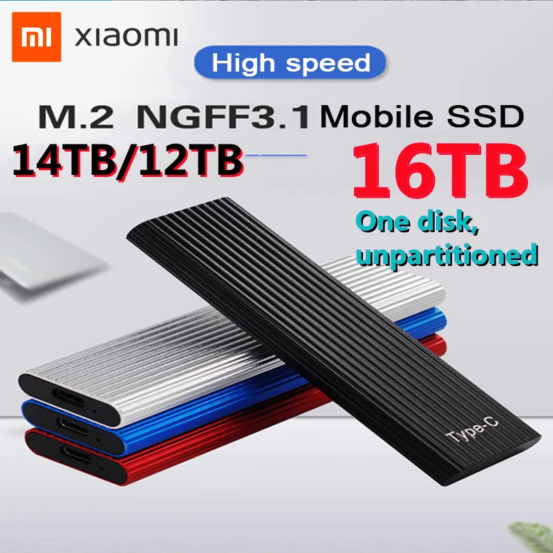

100% Оригинальный высокоскоростной твердотельный накопитель Xiaomi внешний жесткий диск 8 ТБ 16 ТБ мобильный жесткий диск Type-C внешние твердотель...