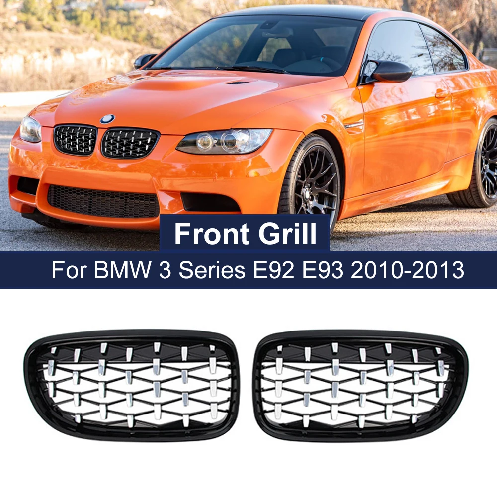 

Car Front Diamond Kidney Grill Meteor Black Racing Grille For BMW 3 Series E92 E93 LCI 2 Doors 2010-2013 51137254967 51137254968