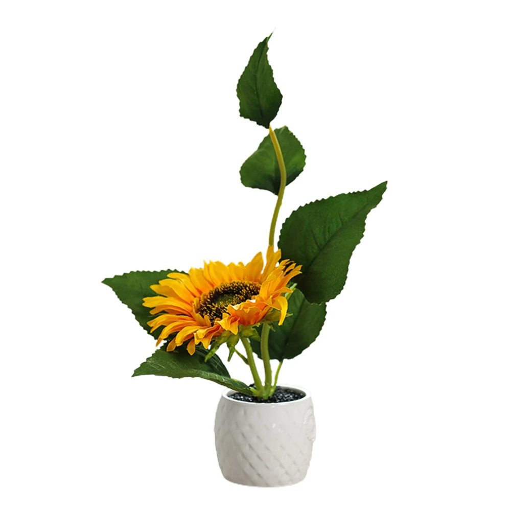Decorative Ornaments Sunflower With Flowerpot Fake Potted Artificial Flowers Beautiful Table Decoration Colorless Landscaping | Дом и сад