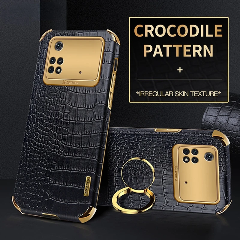 

Чехол POCO M4 Pro, кожаный чехол с магнитным крокодиловым рисунком для Xiaomi Poco X4 GT X3 NFC M5 M5s C40 Xiomi M3 M4 Pro, чехлы для телефонов