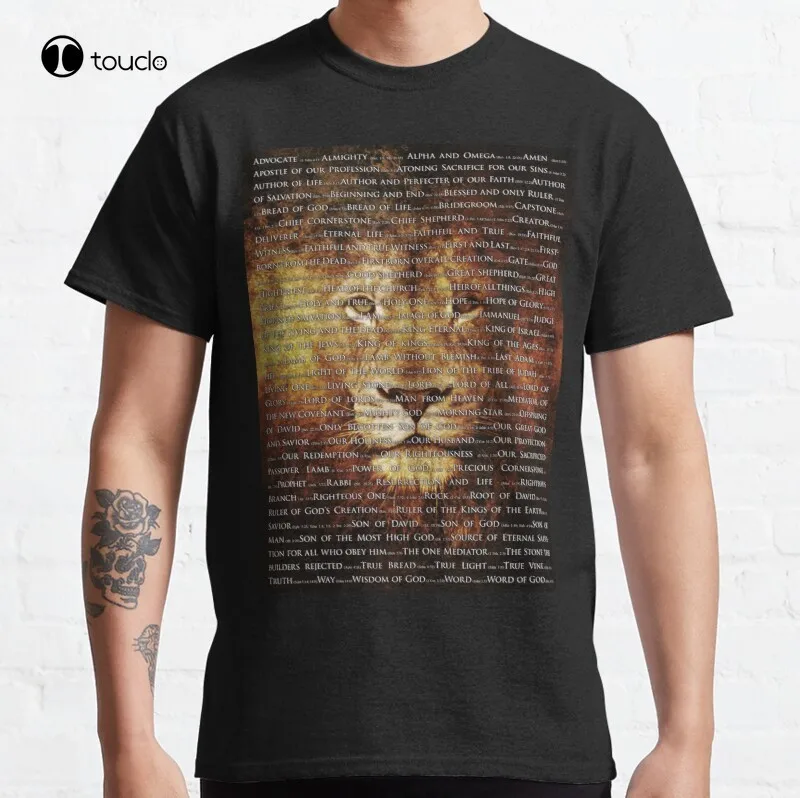 

The Names Of God Classic Savior Christ Messiah Lion Of Judah I Am The Son Of Man T-Shirt Cotton Tee Shirt