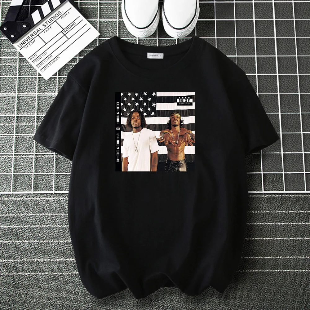

Футболка Outkast Stankonia, мужская женская модная футболка с изображением музыкального альбома, Брендовые повседневные свободные топы, мужские фу...
