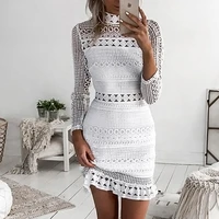 elegant sexy fashion white lace stitching hollow party dress elegant ladies short mini summer casual dress 2021 womens clothing