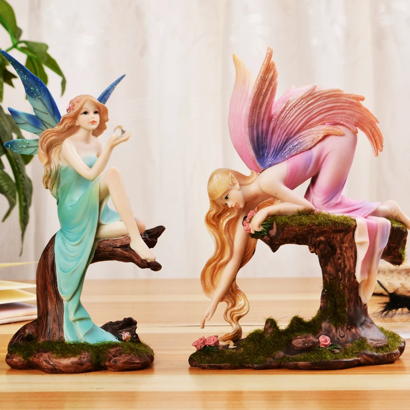 

Creative Tree Elf Resin Statue Living Room Decor Angel Sculpture Modern Style Art Home Decoration Office Wine Cabinet Ornaments