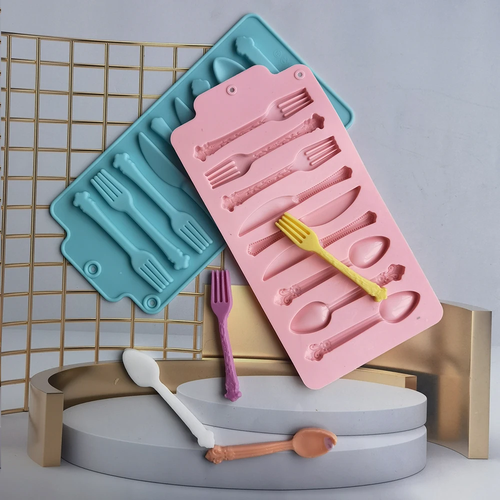

Silicone Spoon Knife and Fork Cake Mold Baking Pastry Decorating Tools Biscuit Cookies Chocolate for Coffee Milk