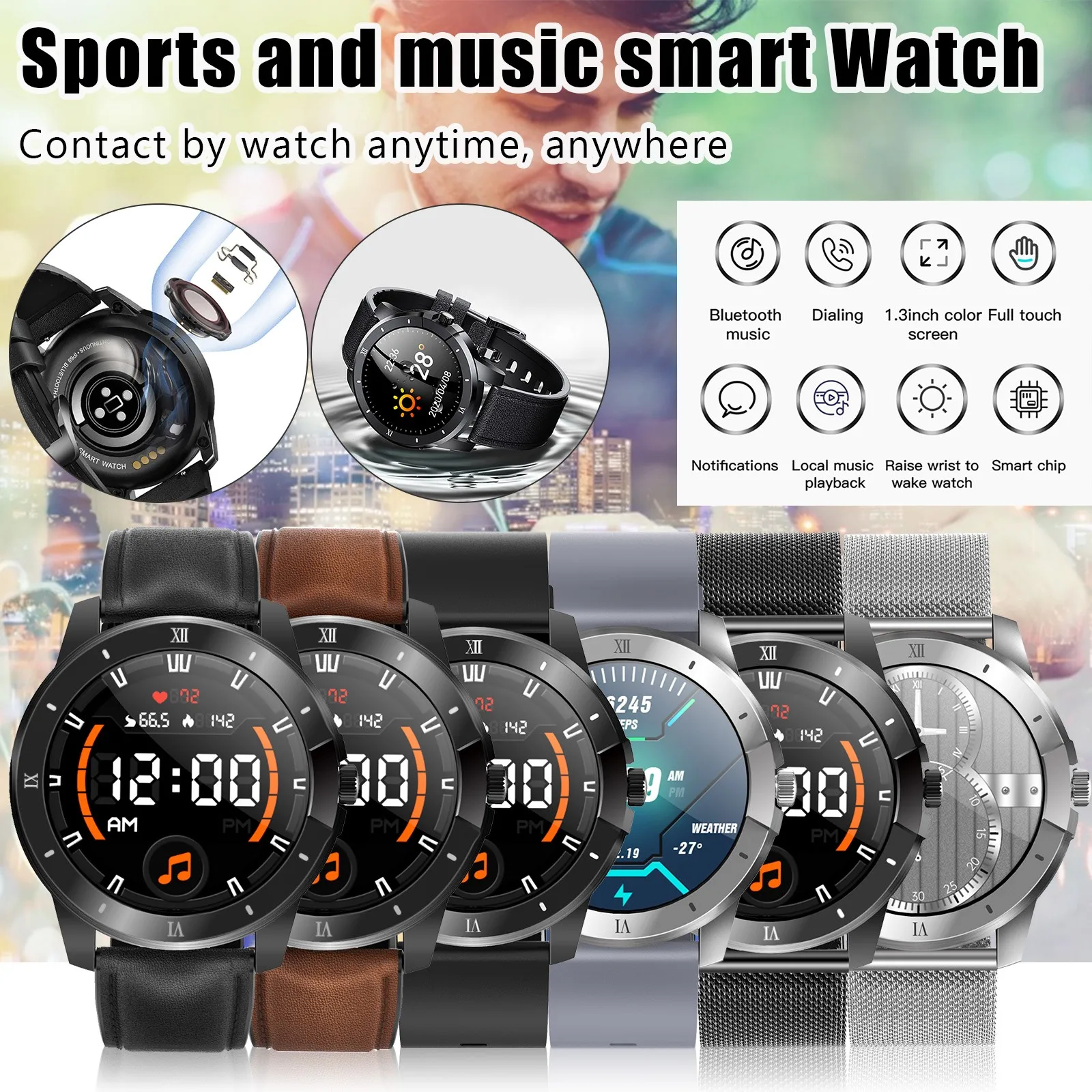 

MX12 Smartwatch Men Women IP68 Waterproof 256M Music Player Bluetooth Call Smart Watches For Android IOS PK Huawei GT2