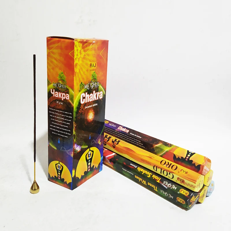 

120 Sticks/lot Chakra Indian Incense Sticks Bulk Room Aromatherapy Tea Ceremony Gold Three Wishes Handmade Joss Stick Incenses