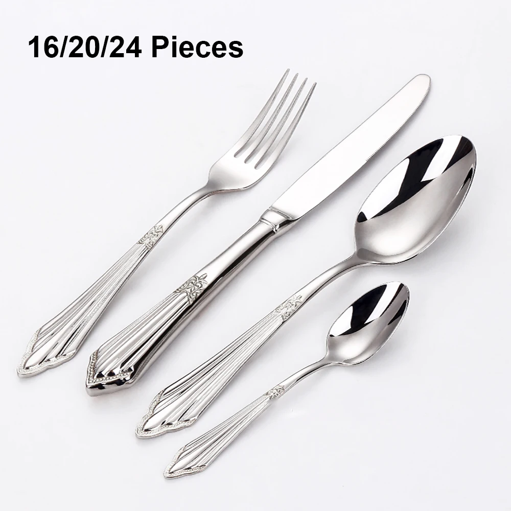 Stainless Steel Western Luxury Tableware Mirror Dinnerware F