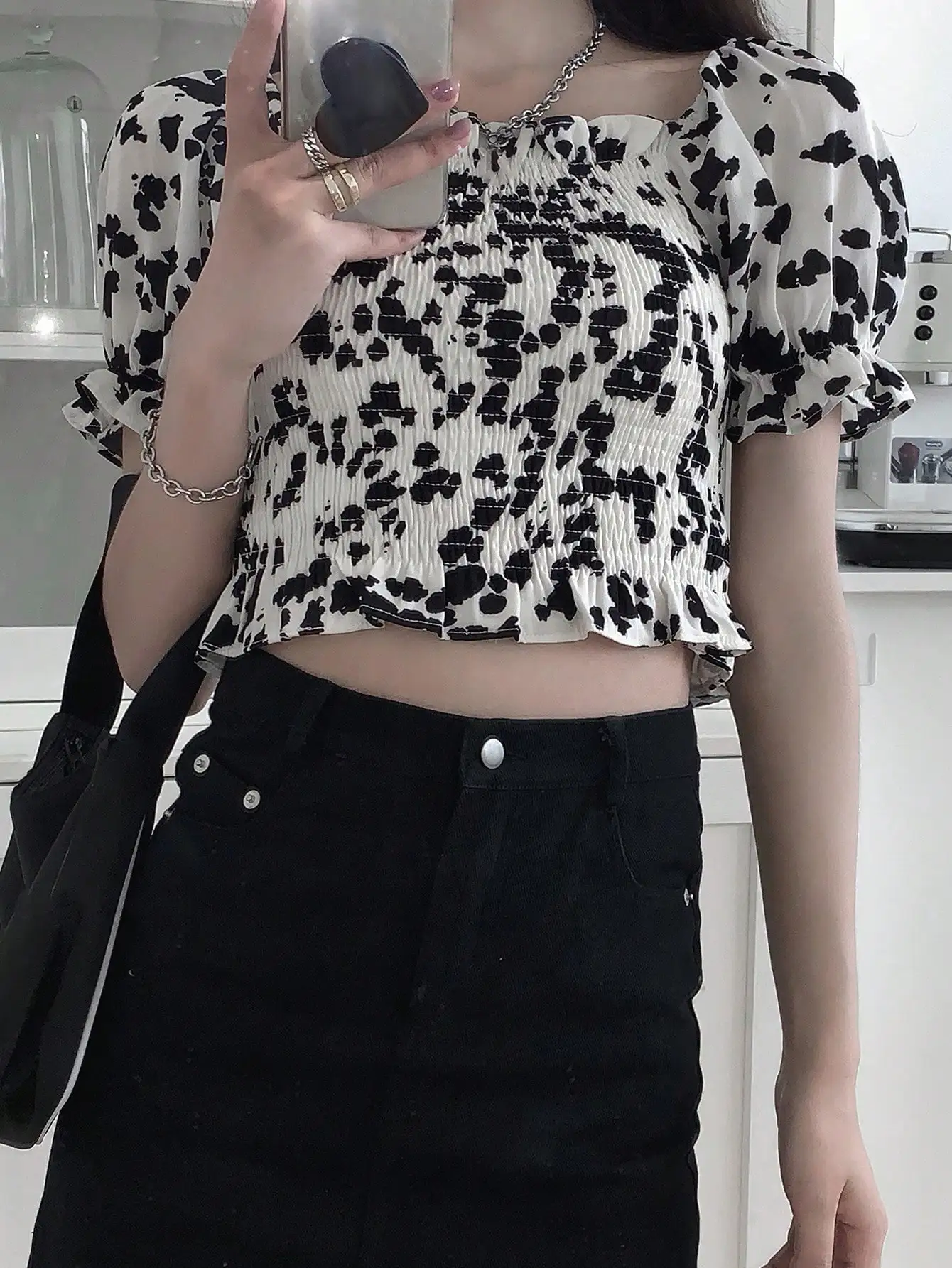 Корейская шикарная летняя французская рубашка в стиле ретро с пышными рукавами и