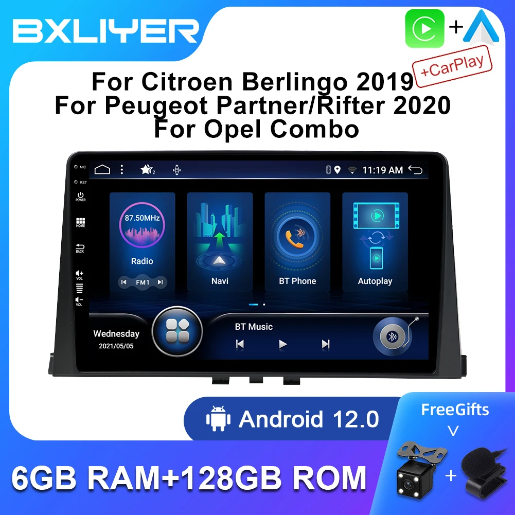 

Android 12 Car Multimedia Player Radio For Citroen Berlingo 2019 For Peugeot Partner/Rifter 2020 For Opel Combo Navigation GPS