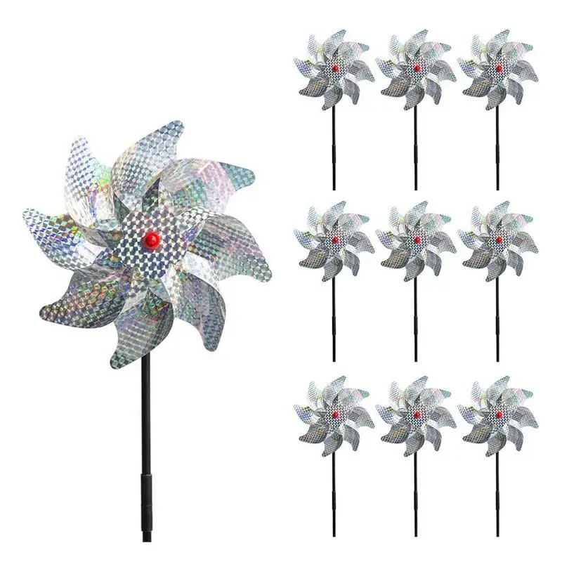 

Pcs Bird Repeller Pinwheel Reflective Sparkly Pin Wheels Protect Garden Plant Flower Bird Windmill Garden Decor 1