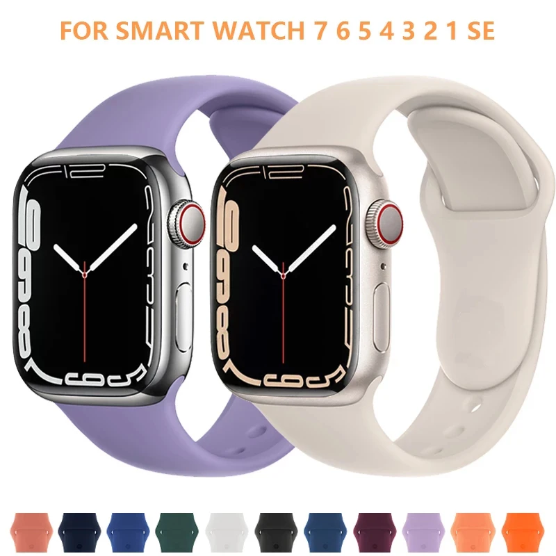 

Силиконовый ремешок для Apple Watch Band se, умный Браслет для iWatch Series 7 6 5 4 3 2, 45 мм 42 мм 40 мм 38 мм