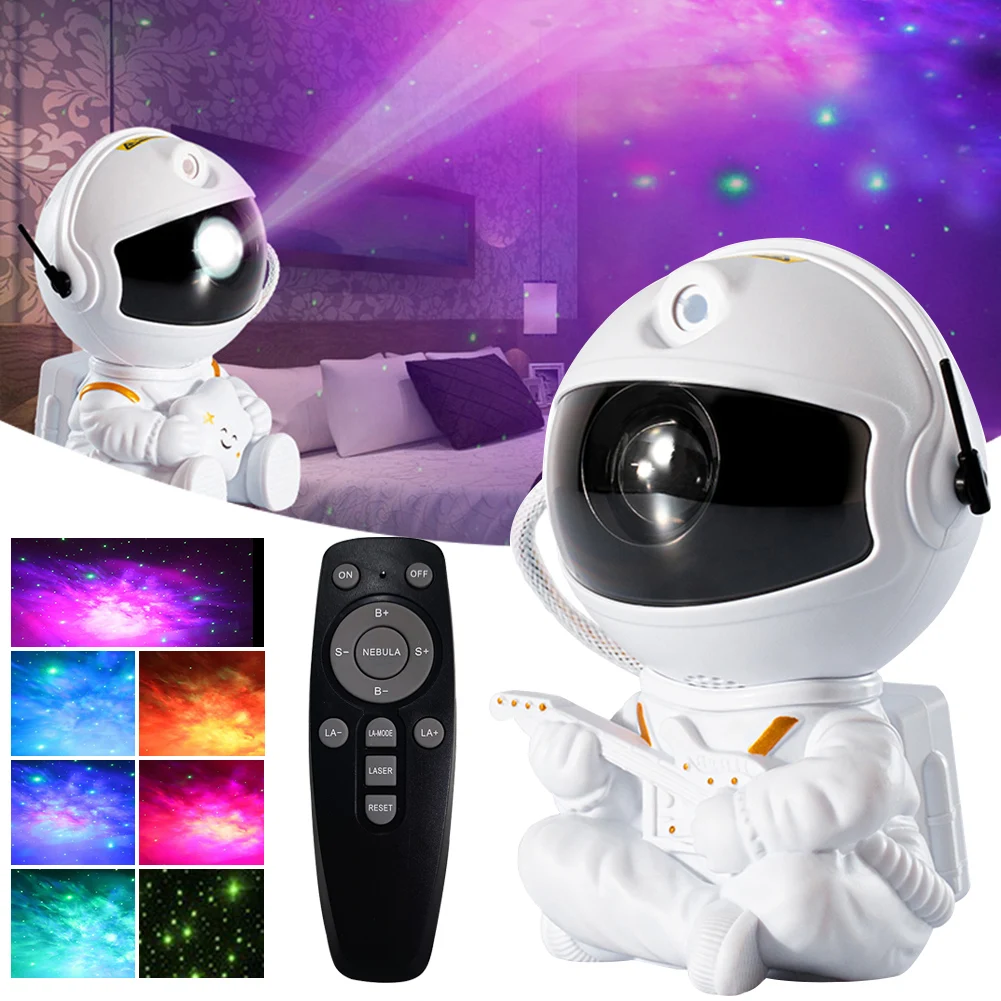 

Astronaut Galaxy Light Star Projector Bedroom Starry Sky Lamp With Remote Control Multiples Nebula Colors 360° Adjustable Design