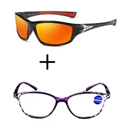 2pcs anti blu light ultralight reading glasses for men women sports red mirror polarized sunglasses outdoor driving fashion