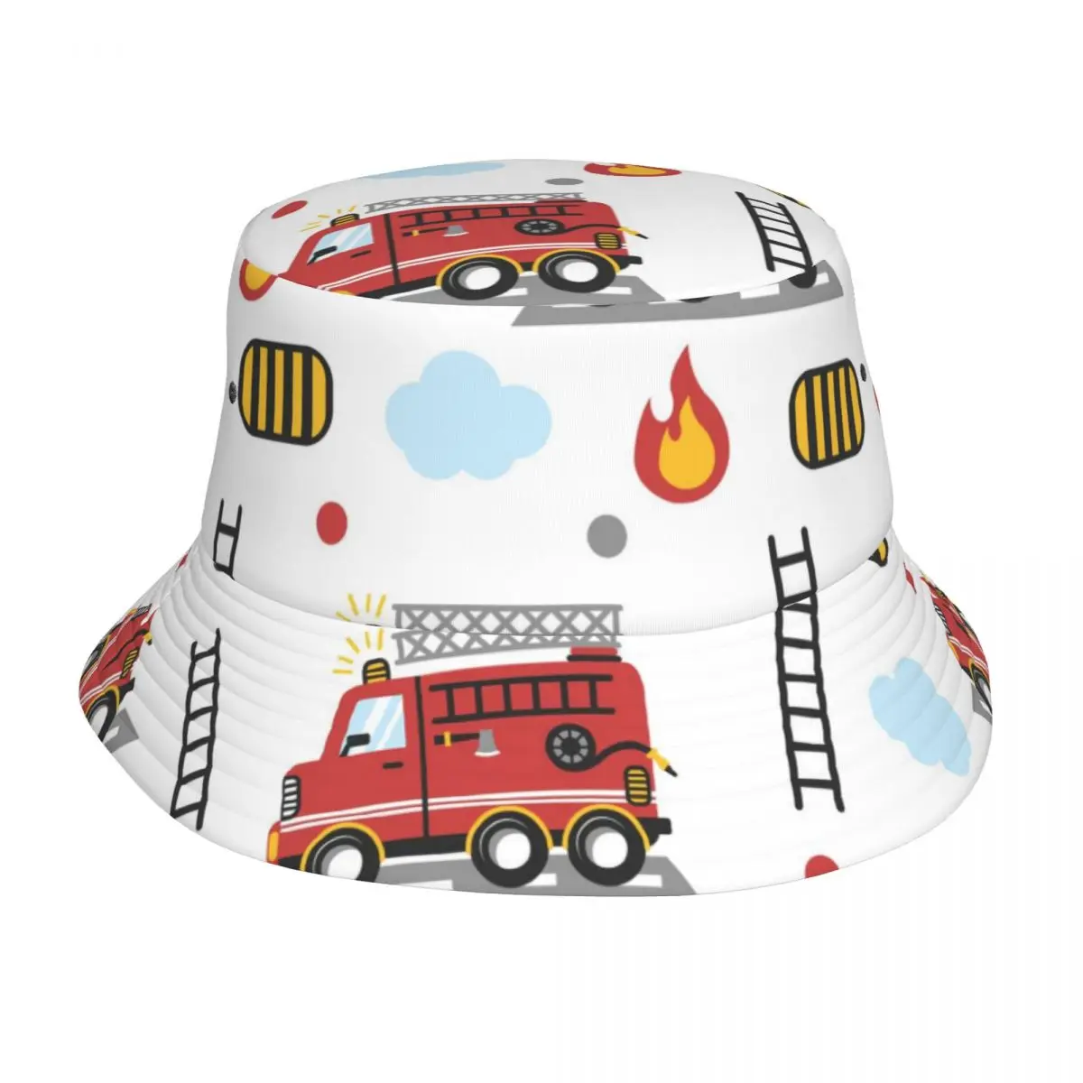 

Firetruck With Fire Cartoon Unisex Casual Sun Hat Bucket Hat for Men Women Bob Hip Hop Caps Summer Fisherman Hat Panama