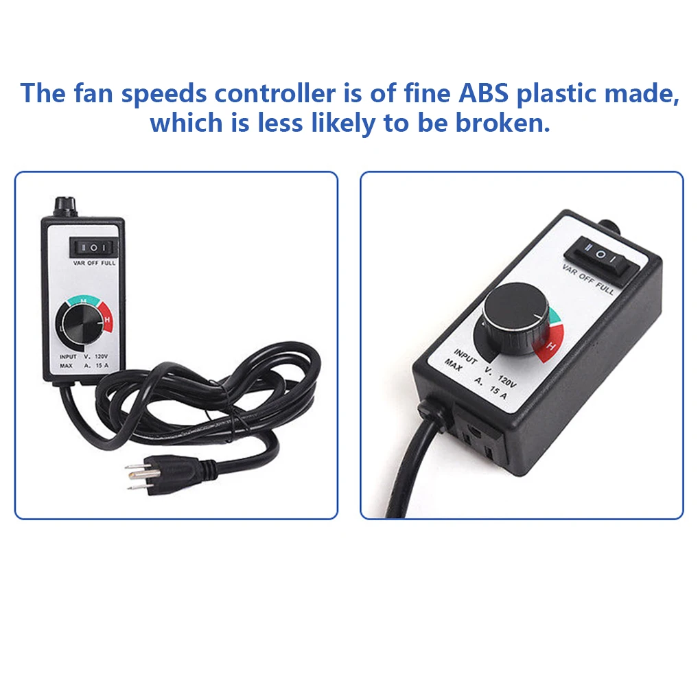 

120V Fan Speeds Controller Button Switch Replacement 2M Cable Fans Angle Grinder Motor Rheostat Regulator Control US Plug