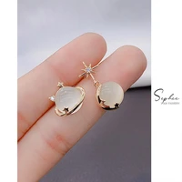 s925 asymmetric opal planet earringsfor women 2022 new fashion jewelry design for young girls dating earrings wholesale