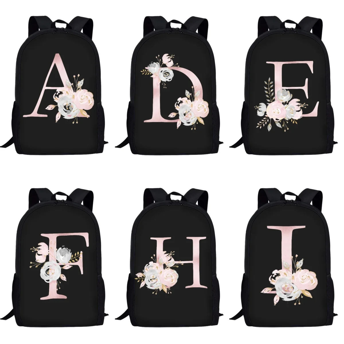 Personality Art Letter Flower Backpack Large Capacity Book Bags for Teenage Girls Women Casual Climbing Knapsack Student Female