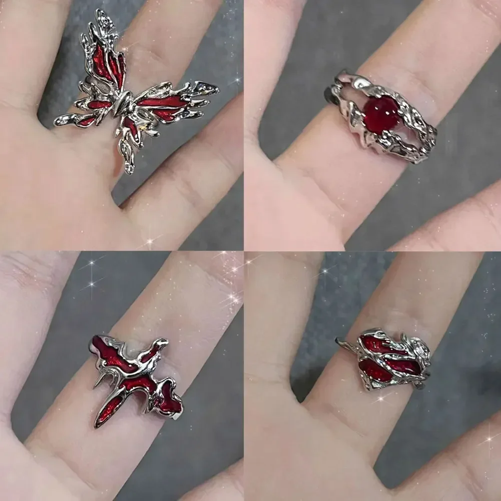 Новые эстетические кольца в стиле панк с крестом и бабочкой неправильной формы