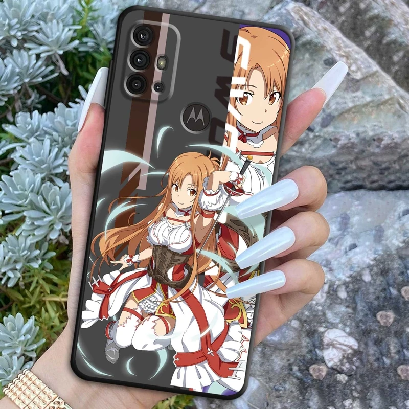 

Чехол Funda с изображением меча онлайн аниме Kirito Япония для Motorola Moto G51 5G G52 G30 G22 EDGE 20 30 G60 G9 G8 Plus One Fusion